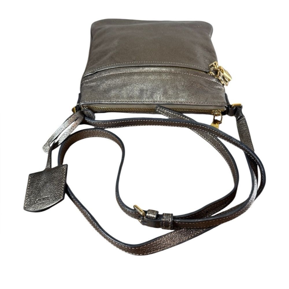 LOEWE Burnished Silver Leather Small Anagram Messenger Crossbody Bag - Picture 10 of 15